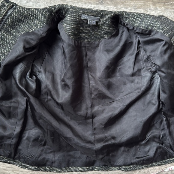 Vince Black Leather Trim Boucle Jacket Size 2 - Picture 15 of 16